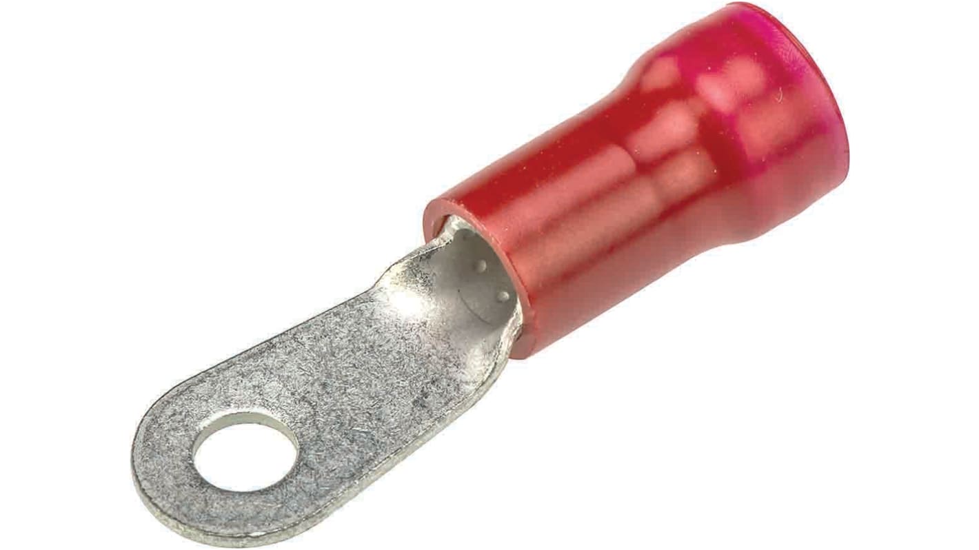 Cosses à œillet TE Connectivity, Isolé, Rouge, 10.5mm², M4 (#8), 12.14mm, série PLASTI-GRIP