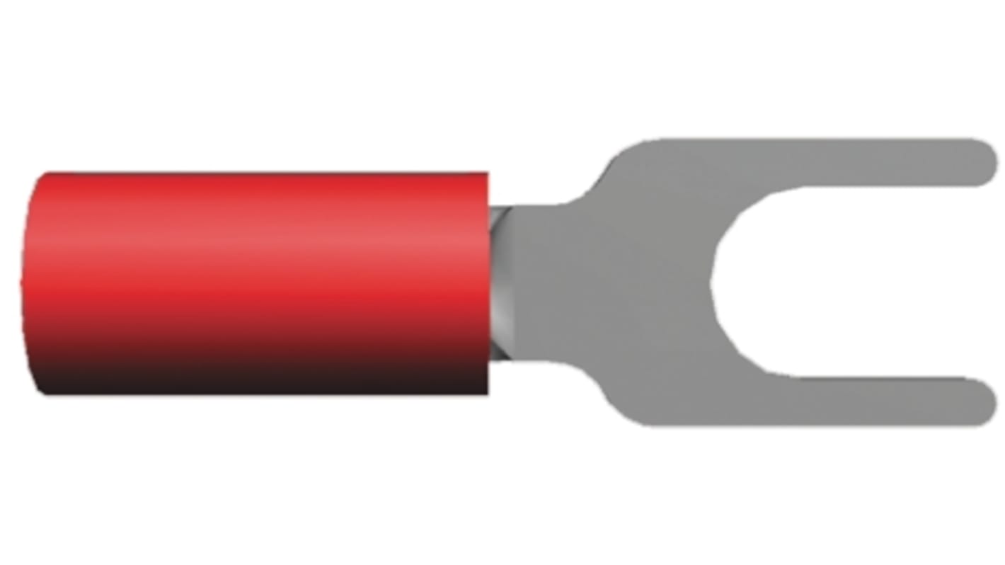 TE Connectivity, PLASTI-GRIP Insulated Crimp Spade Connector, 0.26mm² to 1mm², 22AWG to 16AWG, M4 Stud Size, Red