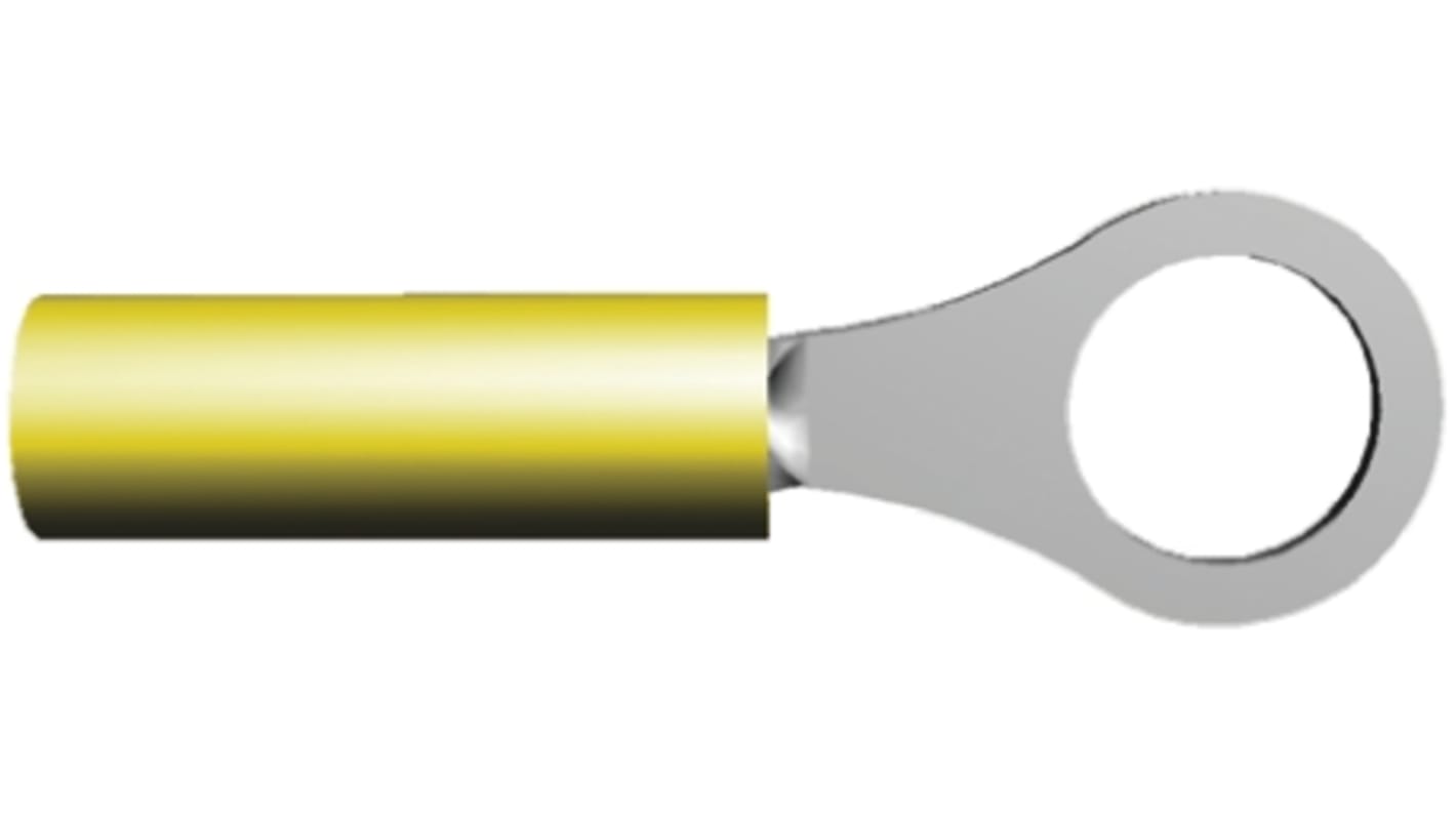TE Connectivity, PIDG Insulated Ring Terminal, M3.5 Stud Size, 0.1mm² to 0.4mm² Wire Size, Yellow