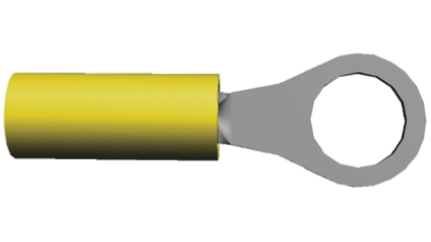 TE Connectivity, PIDG Insulated Ring Terminal, M2.5 Stud Size, 0.1mm² to 0.3mm² Wire Size, Yellow