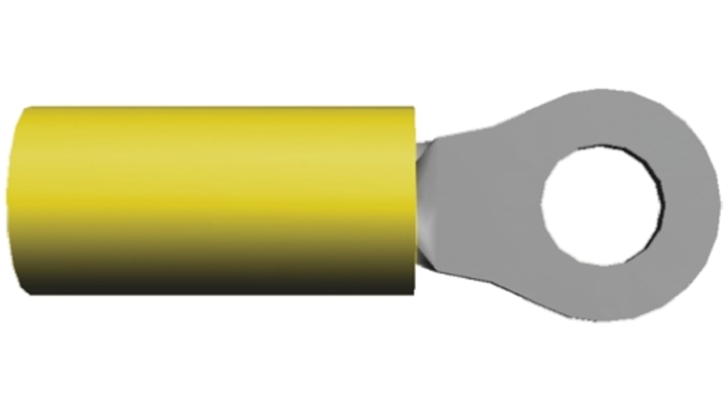 TE Connectivity, PIDG Insulated Ring Terminal, 1.68mm Stud Size, 0.1mm² to 0.4mm² Wire Size, Yellow