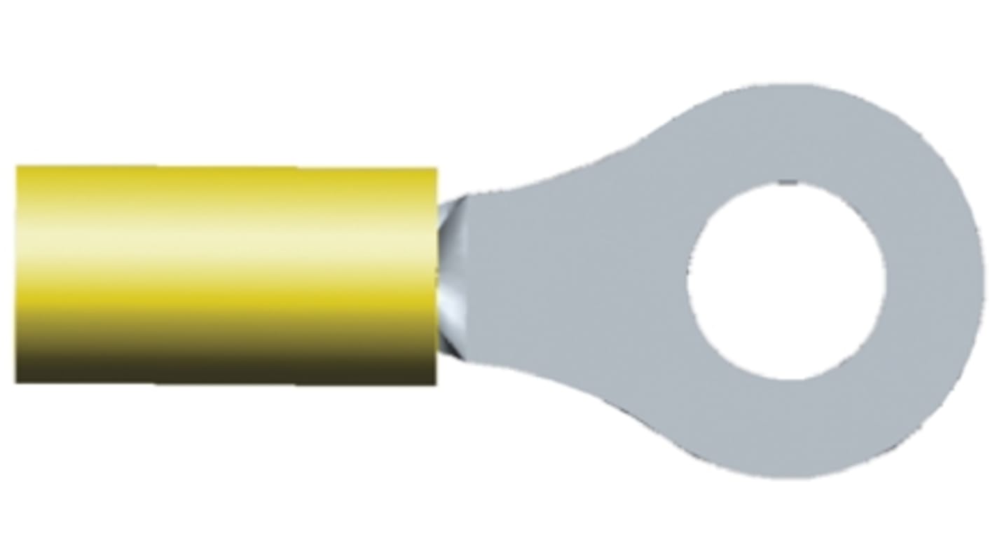 TE Connectivity, PIDG Insulated Ring Terminal, M5 Stud Size, 3mm² to 6mm² Wire Size, Yellow