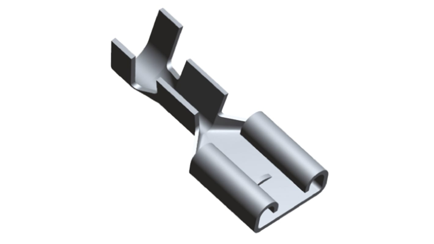 TE Connectivity FASTON .250 Uninsulated Female Spade Connector, Receptacle, 6.35 x 0.81mm Tab Size, 0.8mm² to 1.3mm²