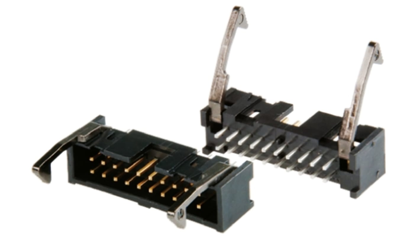 TE Connectivity AMP-LATCH Series Straight Through Hole PCB Header, 34 Contact(s), 2.54mm Pitch, 2 Row(s), Shrouded