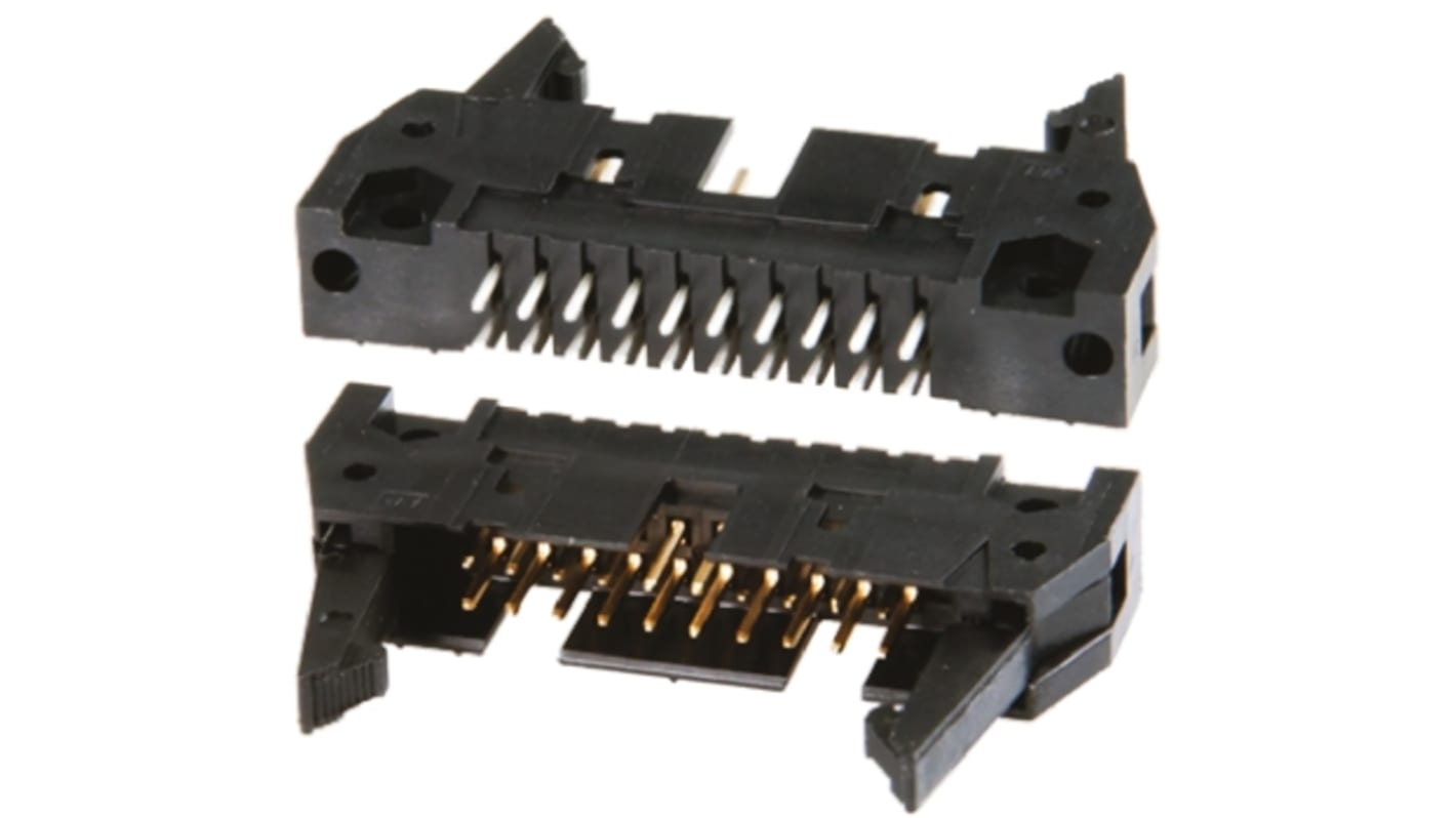 Conector macho para PCB TE Connectivity serie AMP-LATCH de 20 vías, 2 filas, paso 2.54mm, para soldar, Montaje en
