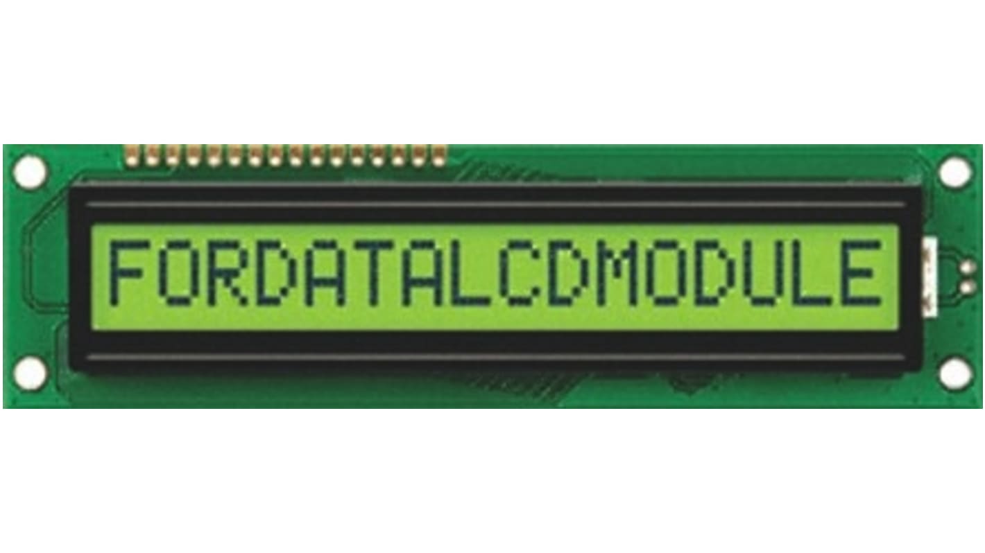 Fordata FDCC1601B-FLYYBW-51SE Alphanumeric LCD Display, Yellow on Green, 1 Row by 16 Characters, Transflective