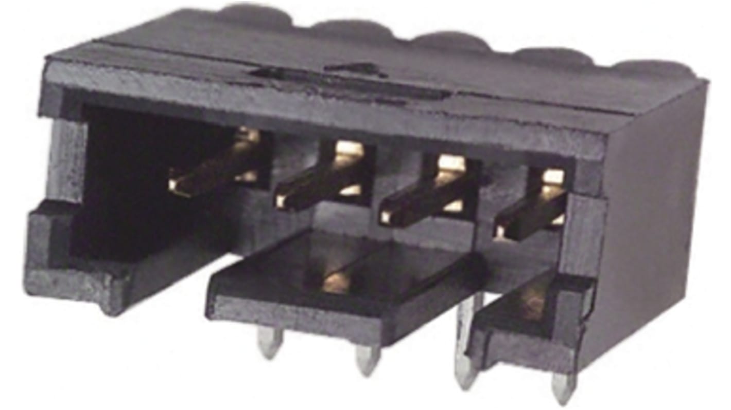 Conector macho para PCB Ángulo de 90° TE Connectivity serie AMPMODU MOD II de 4 vías, 1 fila, paso 2.54mm, para soldar,