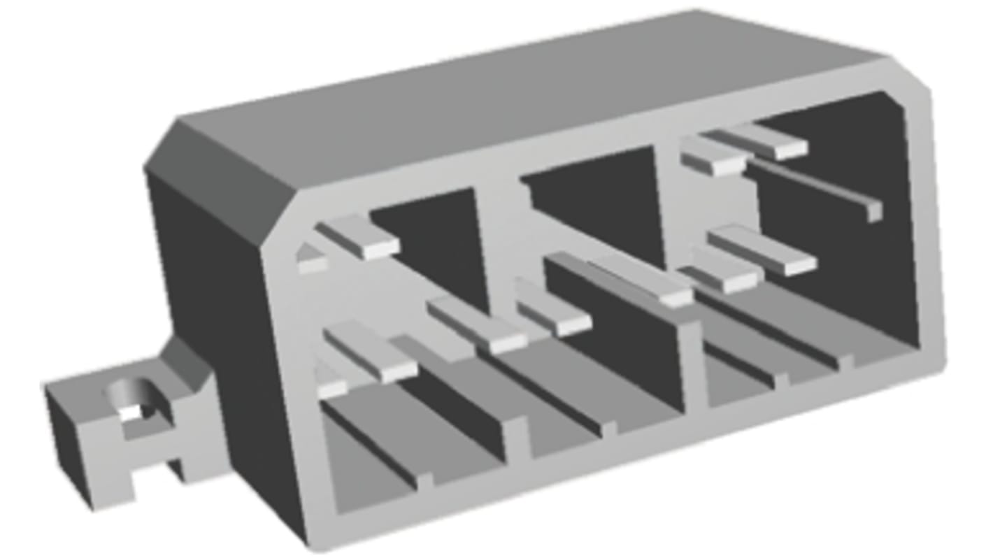 TE Connectivity MULTILOCK 070 Series Right Angle Through Hole Mount PCB Socket, 12-Contact, 2-Row, 4.6mm Pitch, Solder