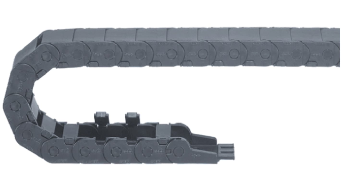 Igus B15i, e-chain Black Cable Chain - Flexible Slot, W26 mm x D23mm, L1m, 75 mm Min. Bend Radius, Igumid G