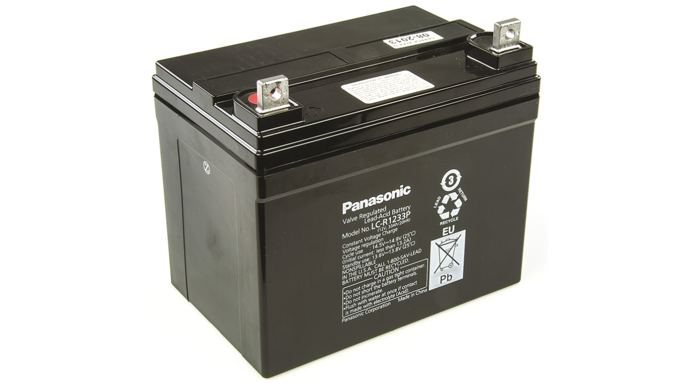 Panasonic Abgedichteter Bleiakku, 12V / 33Ah, M6-Anschluss, 155 x 130 x 195.6mm