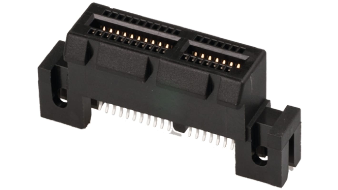 Amphenol Communications Solutions Female Edge Connector, Straddle Mount, 36-Contacts, 1mm Pitch, 2-Row, Solder