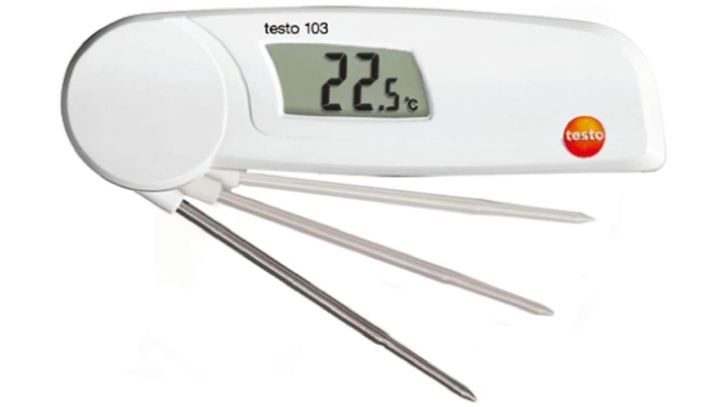 Testo Klappbares Tastkopf-Thermometer ±0,5 °C max, Messelement Typ Einstech, ISO-kalibriert