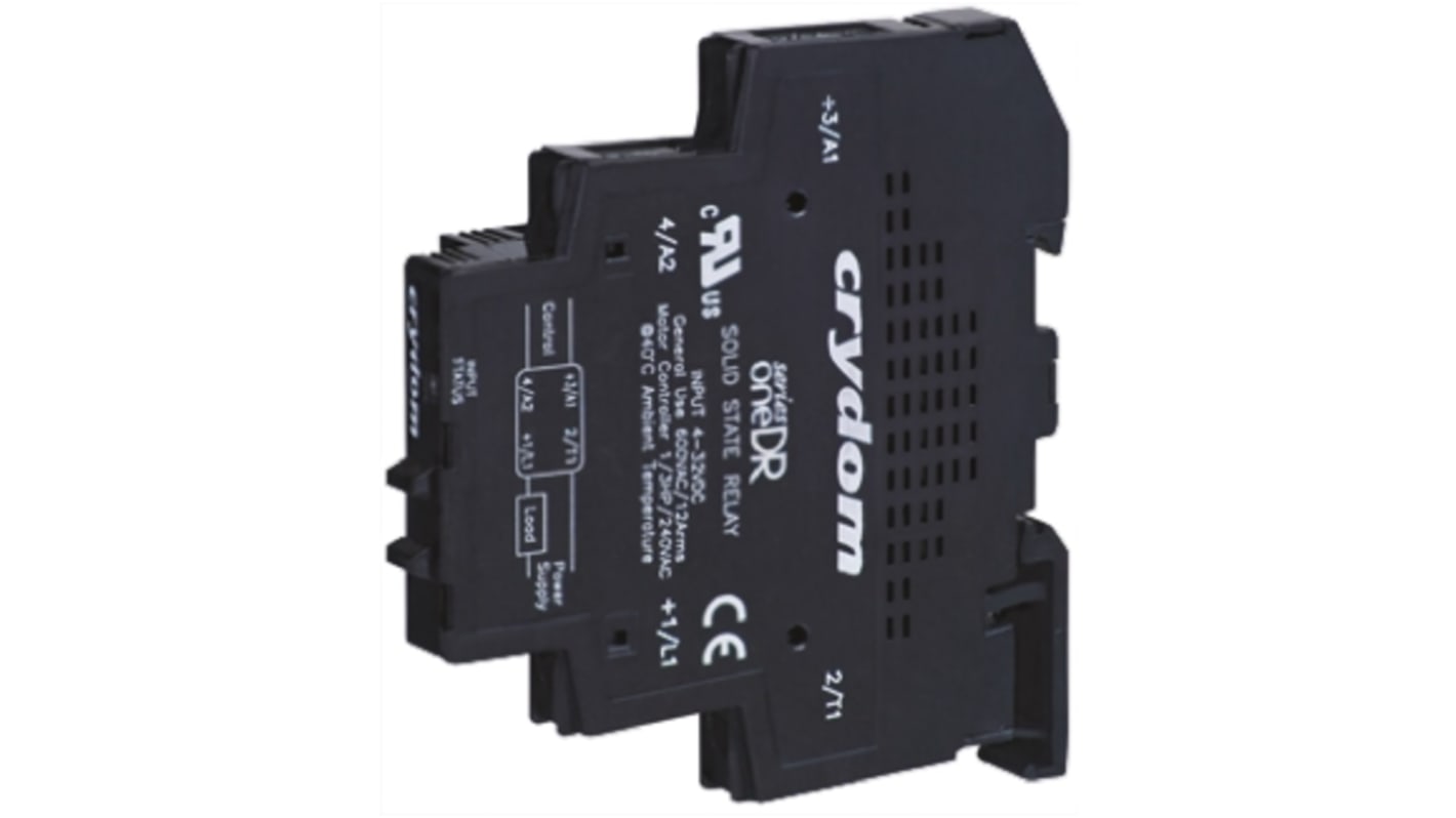 Sensata Crydom DR Series Solid State Interface Relay, 32 V dc Control, 12 A rms Load, DIN Rail Mount