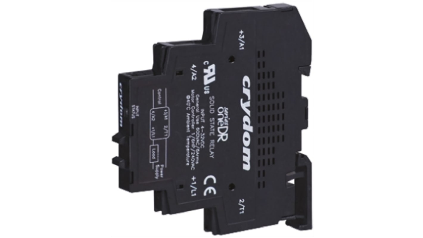 Sensata / Crydom DR Series Solid State Interface Relay, 32 V dc Control, 6 A rms Load, DIN Rail Mount