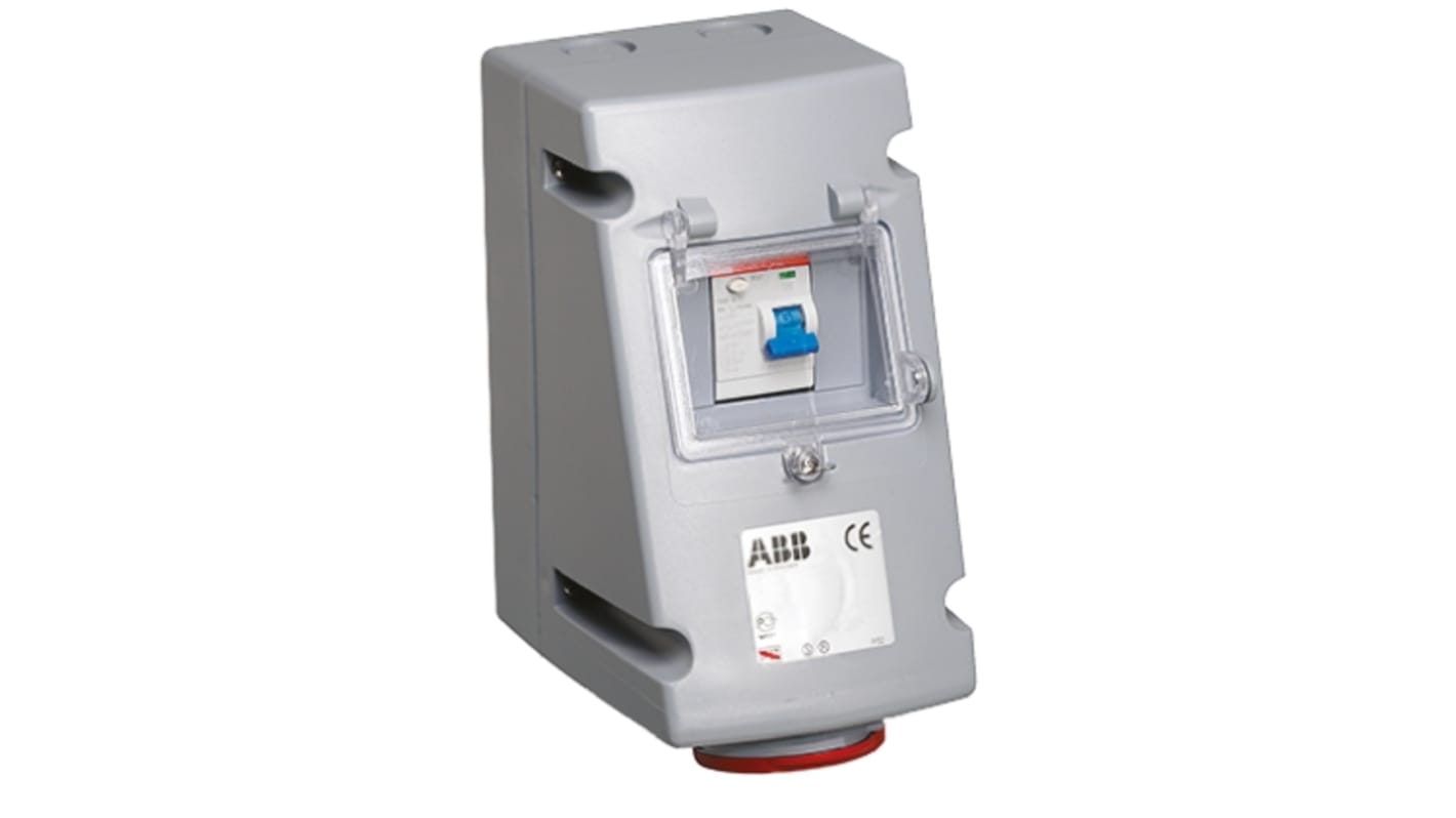 Amphenol Industrial Critical & Safe RCD/FI Buchse Rot 3P + E, 415 V / 32A, Wandmontage IP44