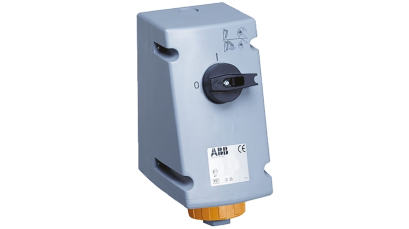 ABB Switchable IP67 Industrial Interlock Socket 2P+E, Earthing Position 4h, 32A, 250 V