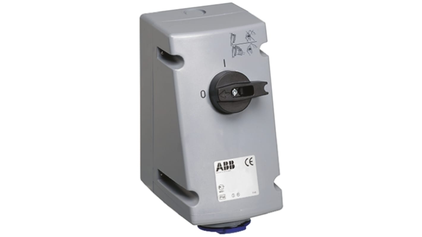 ABB Switchable IP44 Industrial Interlock Socket 2P+E, Earthing Position 6h, 32A, 250 V