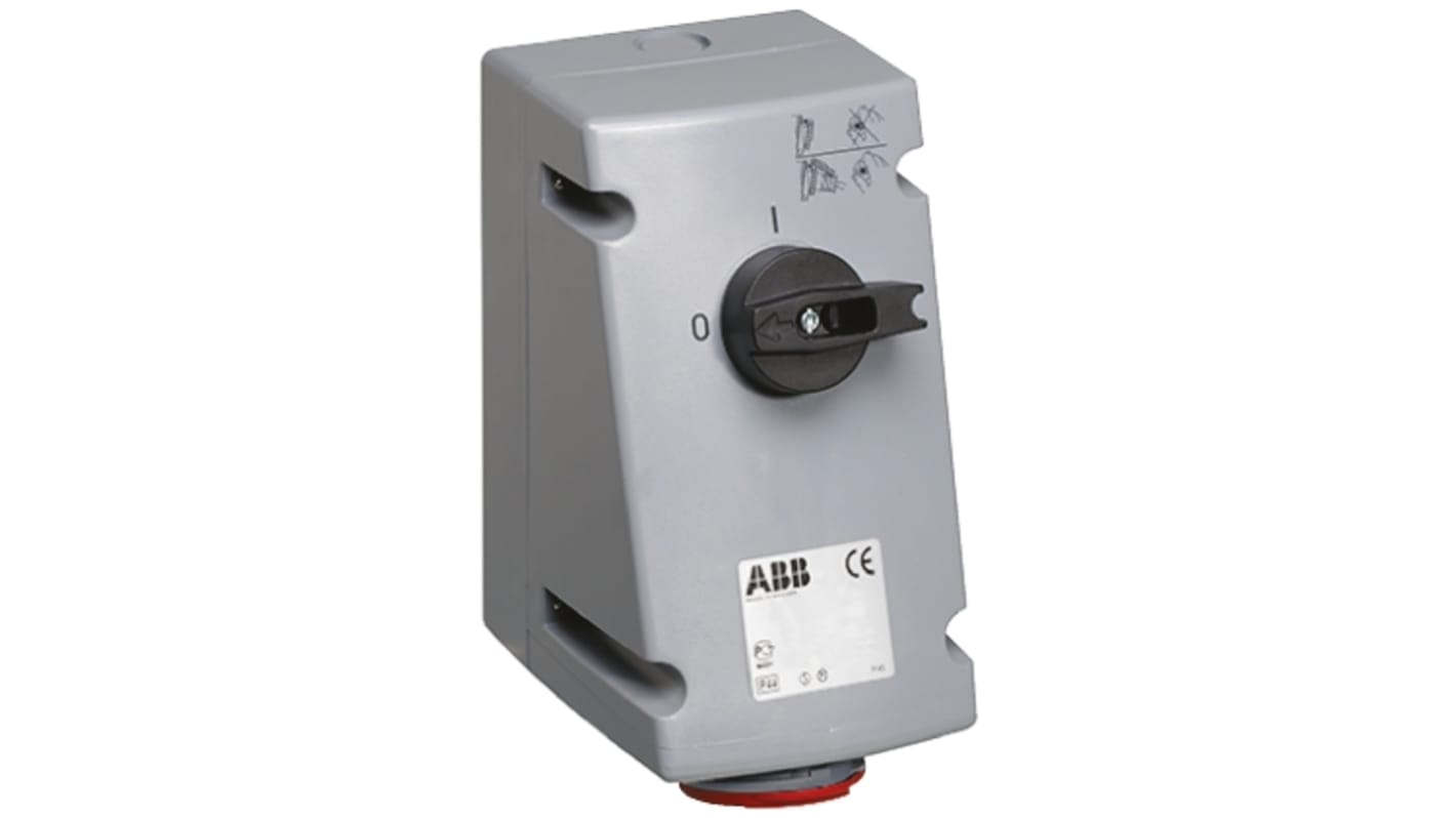 ABB Switchable IP44 Industrial Interlock Socket 3P+E, Earthing Position 6h, 16A, 415 V