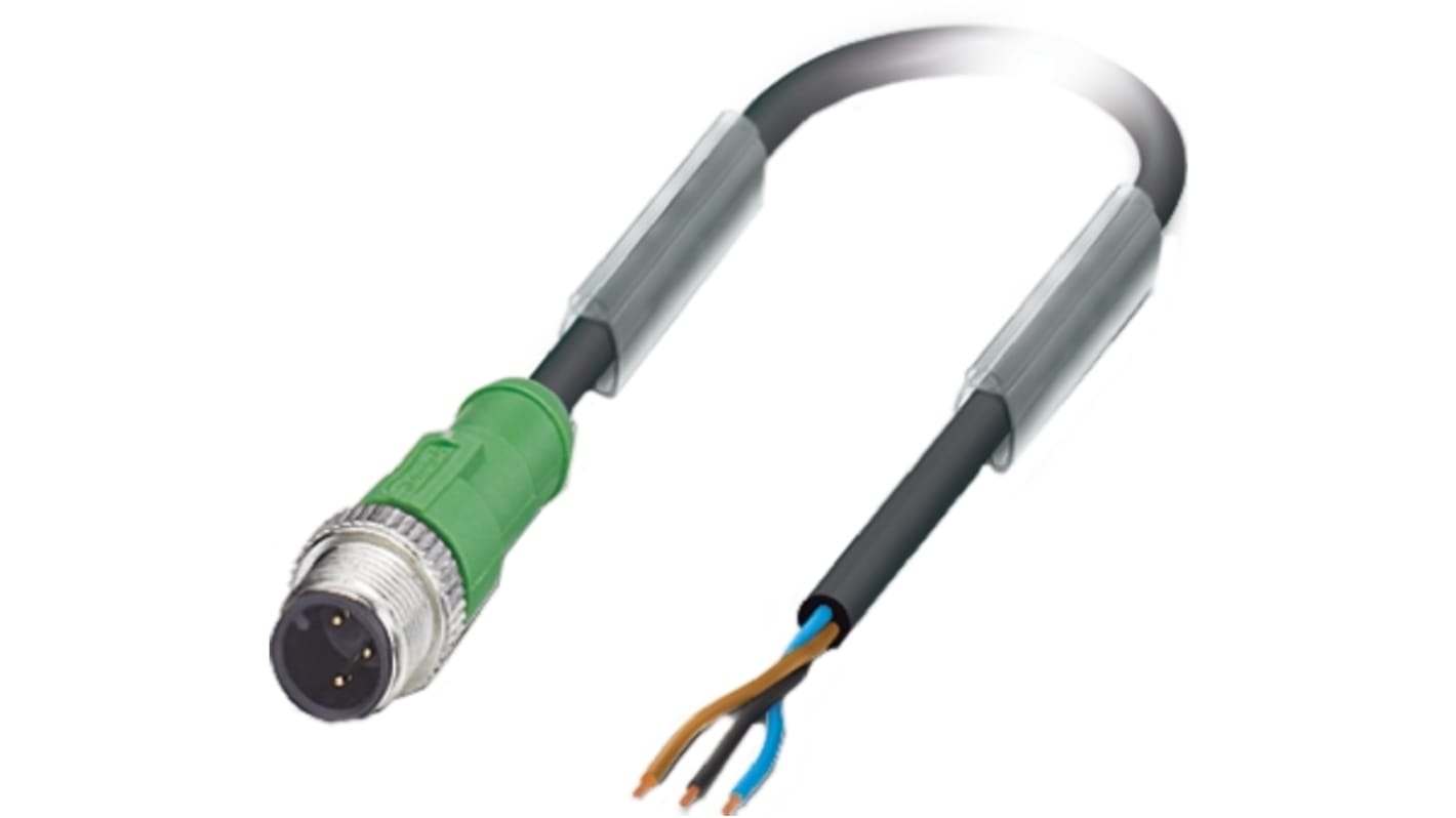 Cable de conexión Phoenix Contact, con. A M12 Macho, 3 polos, con. B Sin terminación, cod.: A, long. 3m, 250 V