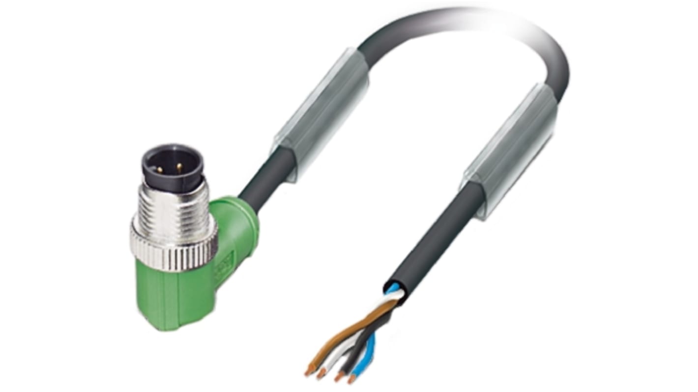 Phoenix Contact Right Angle Male 4 way M12 to Sensor Actuator Cable, 5m