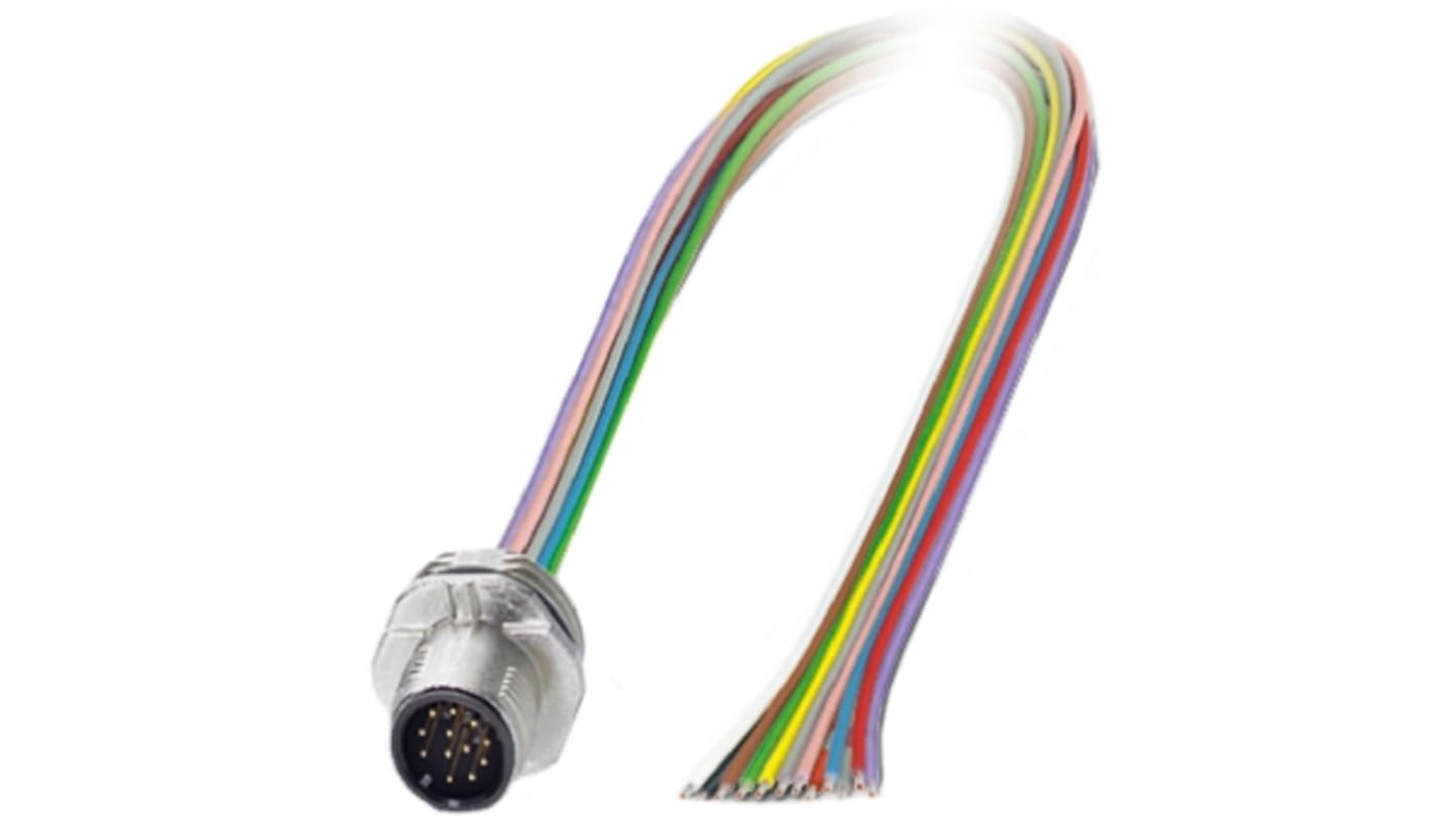 Cable de conexión Phoenix Contact, con. A M12 Macho, 12 polos, long. 500mm, 30 V, 1,5 A, IP67