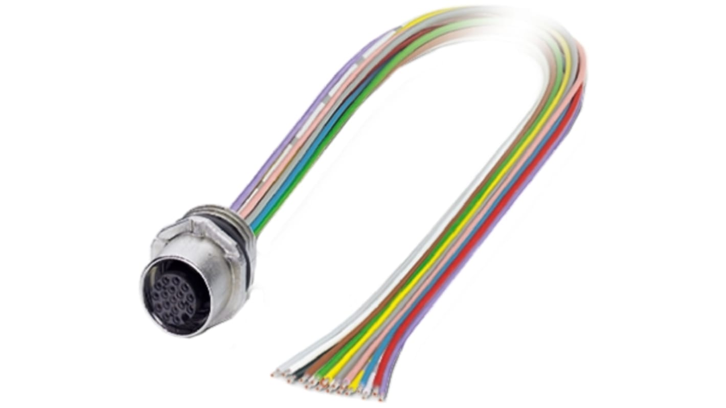 Cable de conexión Phoenix Contact, con. A M12 Hembra, 17 polos, long. 500mm, 30 V, 1,5 A, IP67