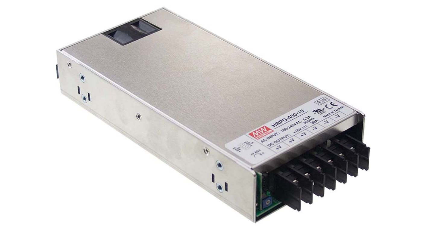 MEAN WELL Switching Power Supply, HRPG-450-5RS, 5V dc, 90A, 450W, 1 Output, 120 → 370 V dc, 85 → 264 V ac