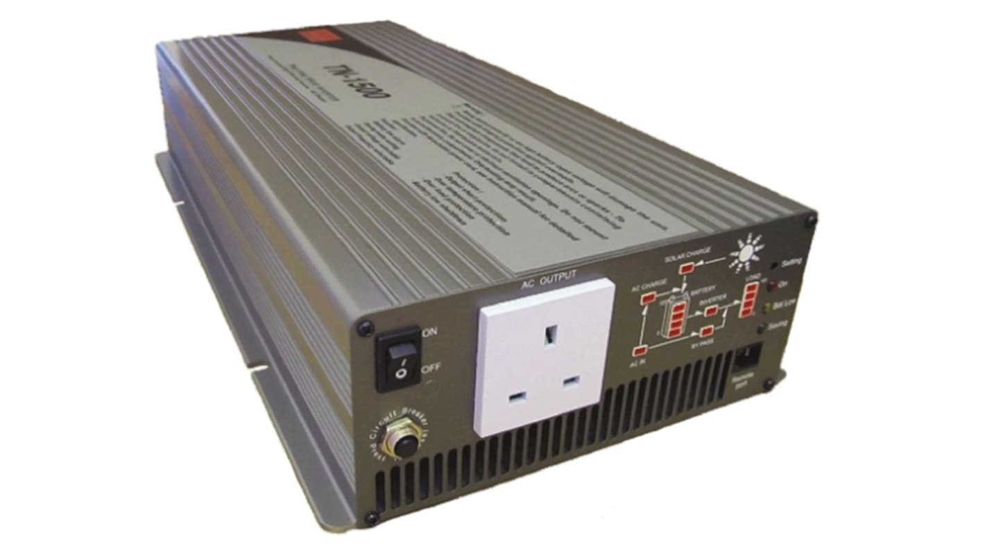 MEAN WELL Pure Sine Wave 1500W Power Inverter, 10.5 → 15V dc Input, 230V ac Output