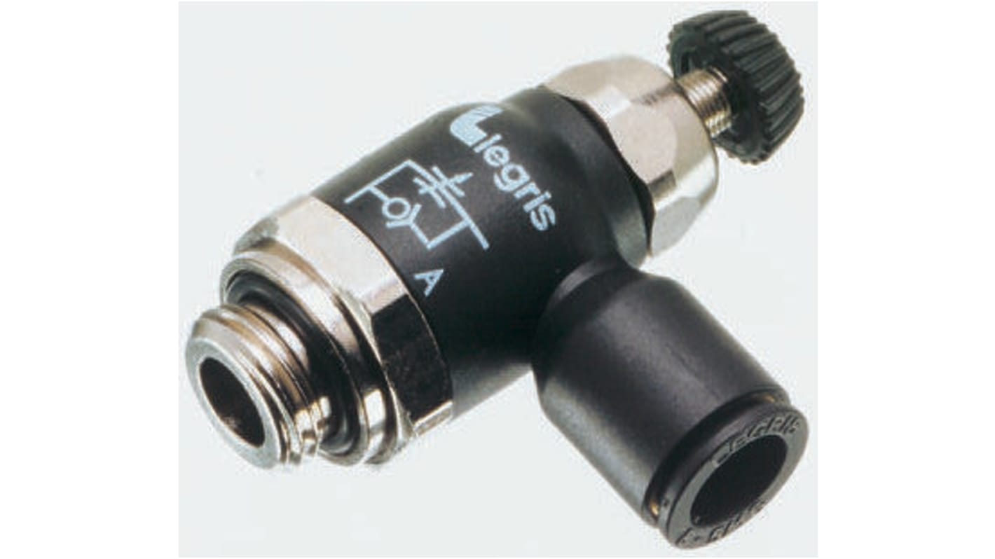 Legris 7060 Series Threaded Exhaust Regulator, G 3/8 Male Inlet Port x 10mm Tube Outlet Port