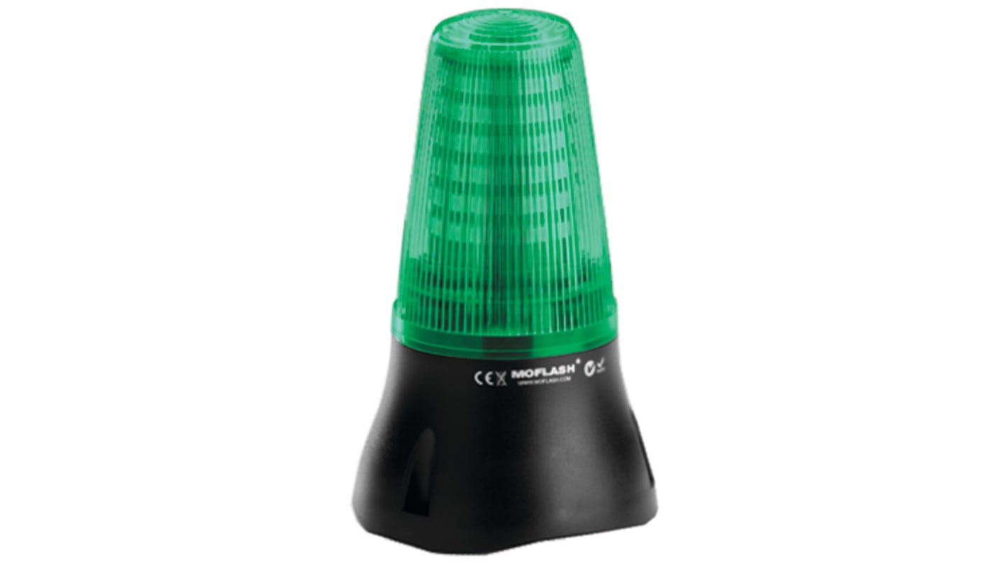 Moflash LEDA125 Series Green Sounder Beacon, 24 V dc, IP65, Wall Mount, 90dB at 1 Metre