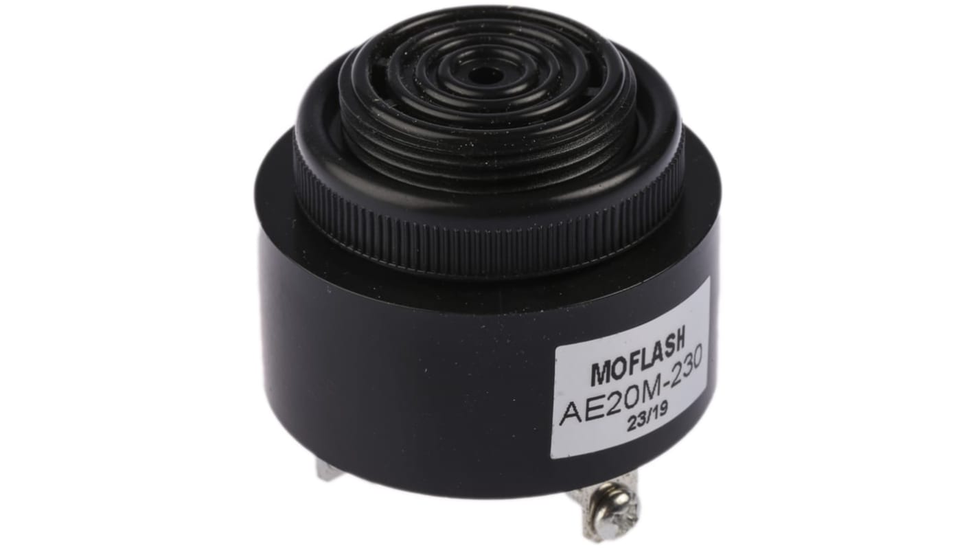 Moflash AE20M Akustischer Warnmelder IP55 230 V -Ton 95dB Schwarz, Ø 43 mm