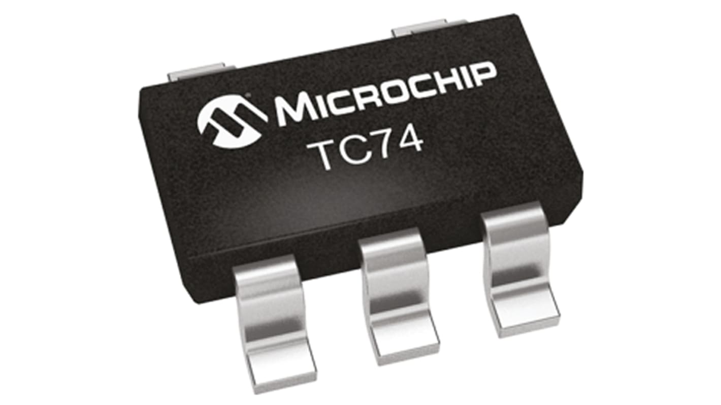 Sensor de temperatura TC74A0-3.3VCTTR, 8 bits, encapsulado SOT-23 5 pines, interfaz Serie-I2C, SMBus