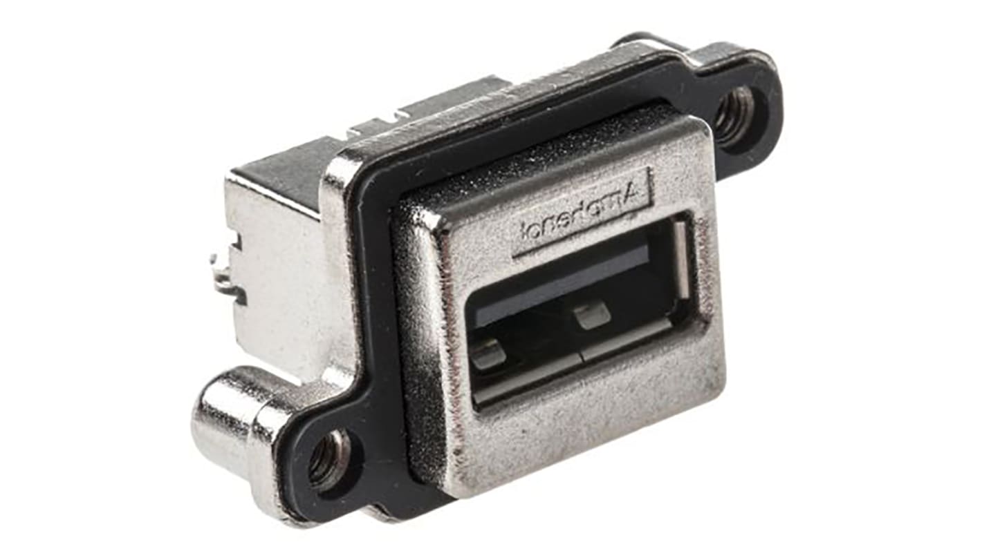 Amphenol ICC Right Angle, Through Hole, Socket Type A USB Connector