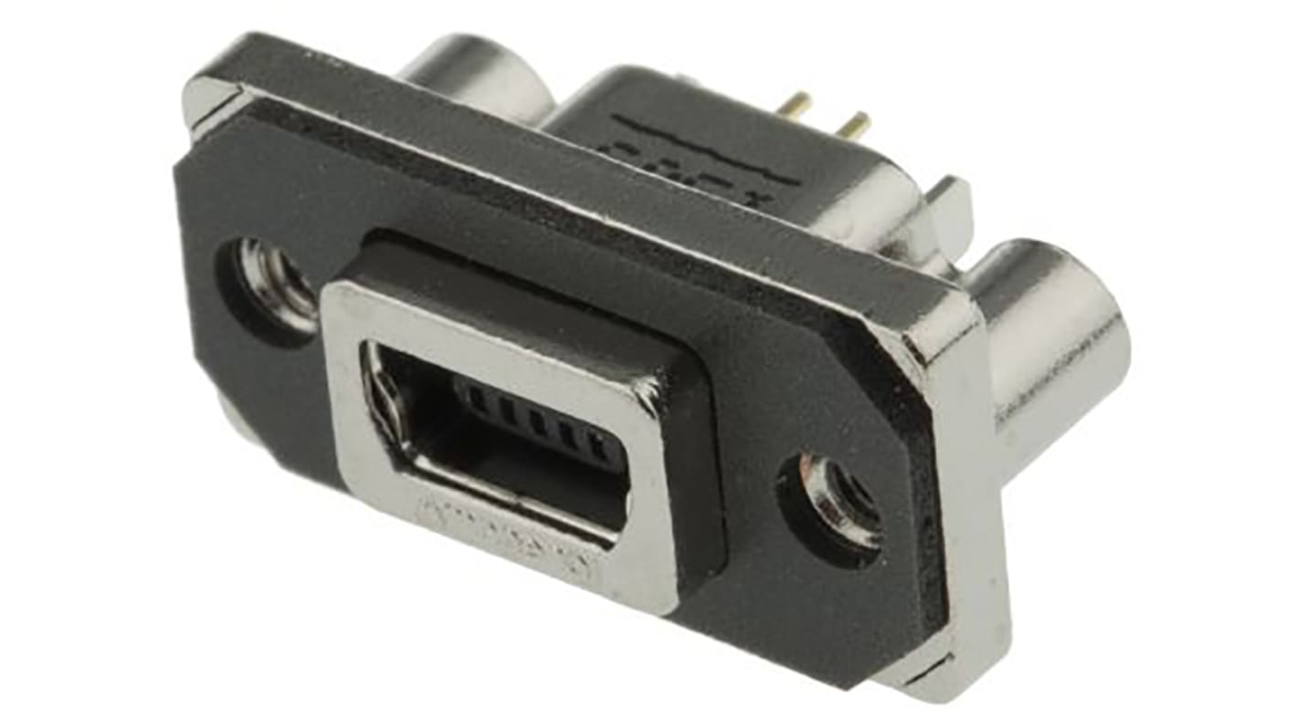 Conector USB Amphenol MUSBB55104, Hembra, Recta, Orificio Pasante