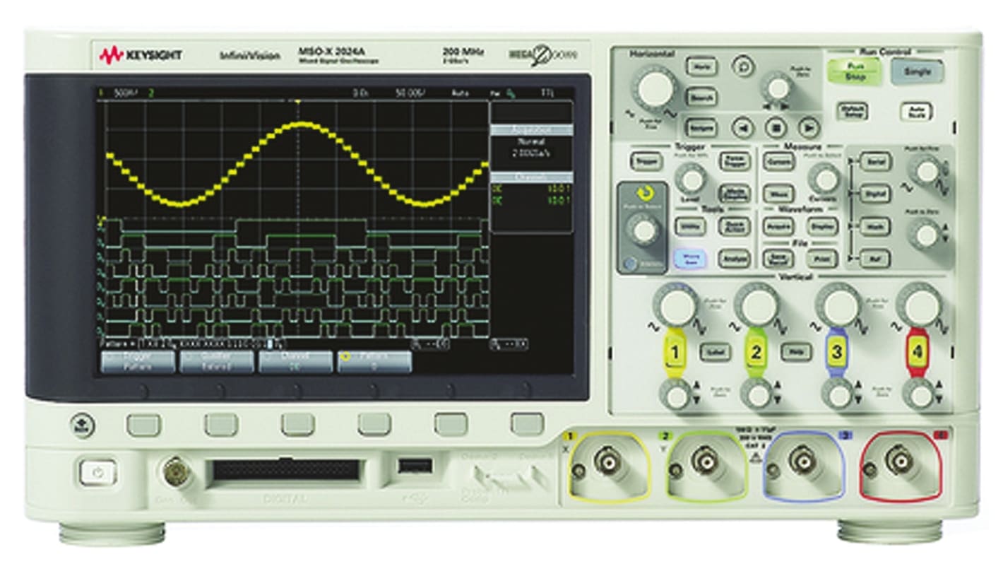 Osciloscopio de banco Keysight Technologies DSOX2004A, calibrado RS, canales:4 A, 70MHZ, pantalla de 8.5plg, interfaz