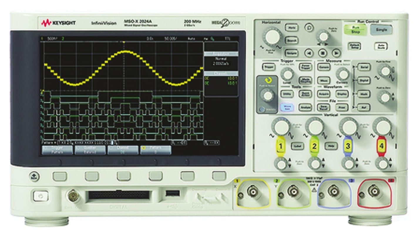 Osciloscopio de banco Keysight Technologies DSOX2004A, calibrado UKAS, canales:4 A, 70MHZ, pantalla de 8.5plg, interfaz