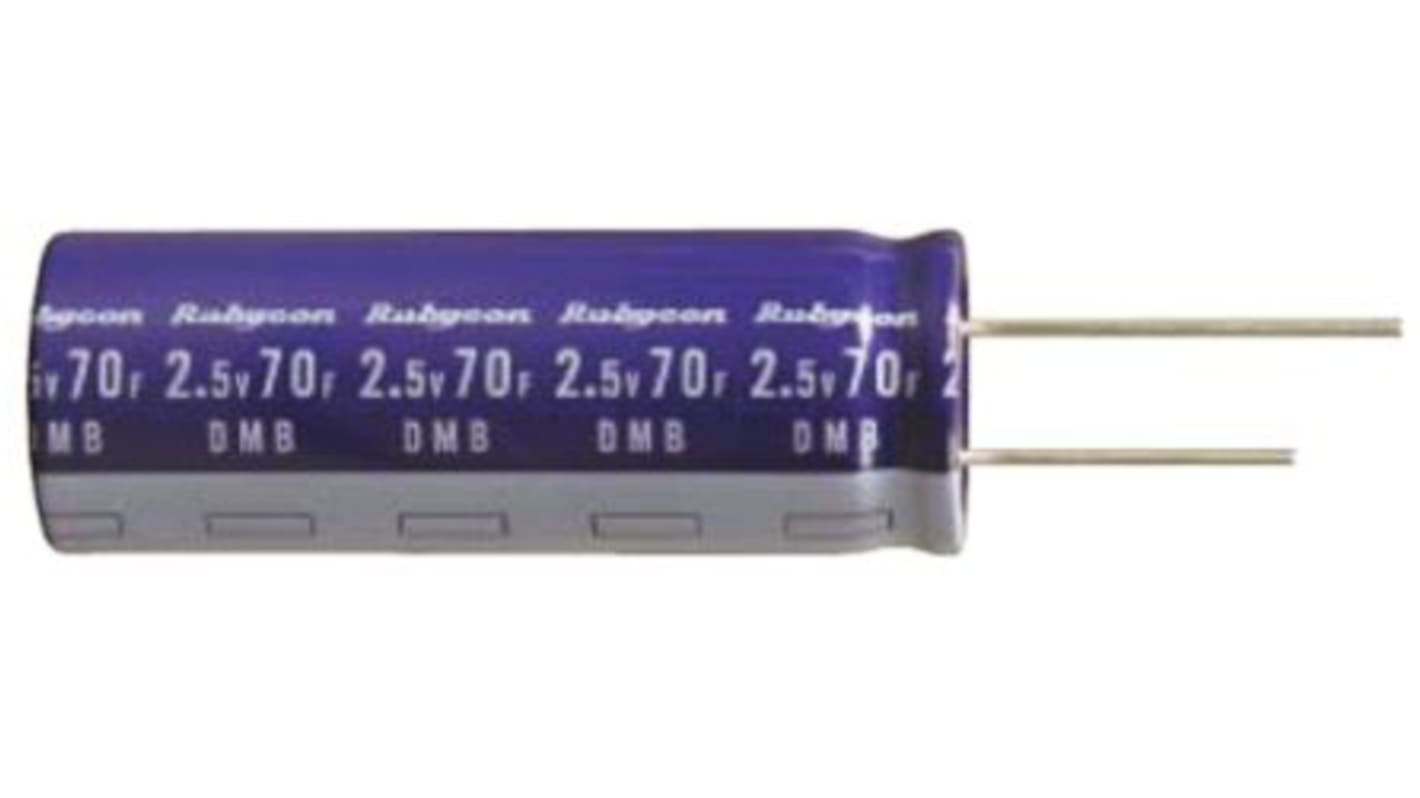 Supercondensatore Rubycon 10F ±20% 2.5V cc, ESR 200mΩ, Su foro