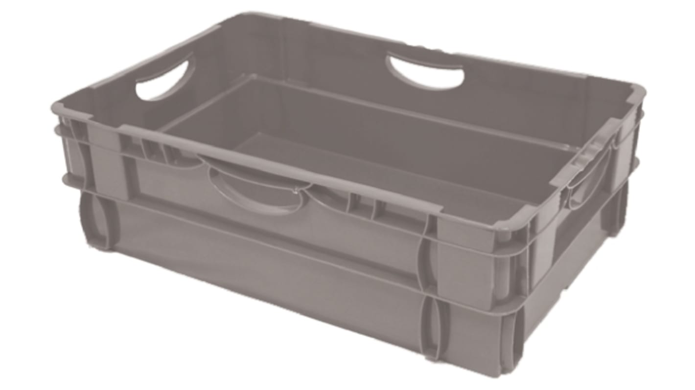 RS PRO 36L Grey PP Large Storage Box, 190mm x 400mm x 600mm