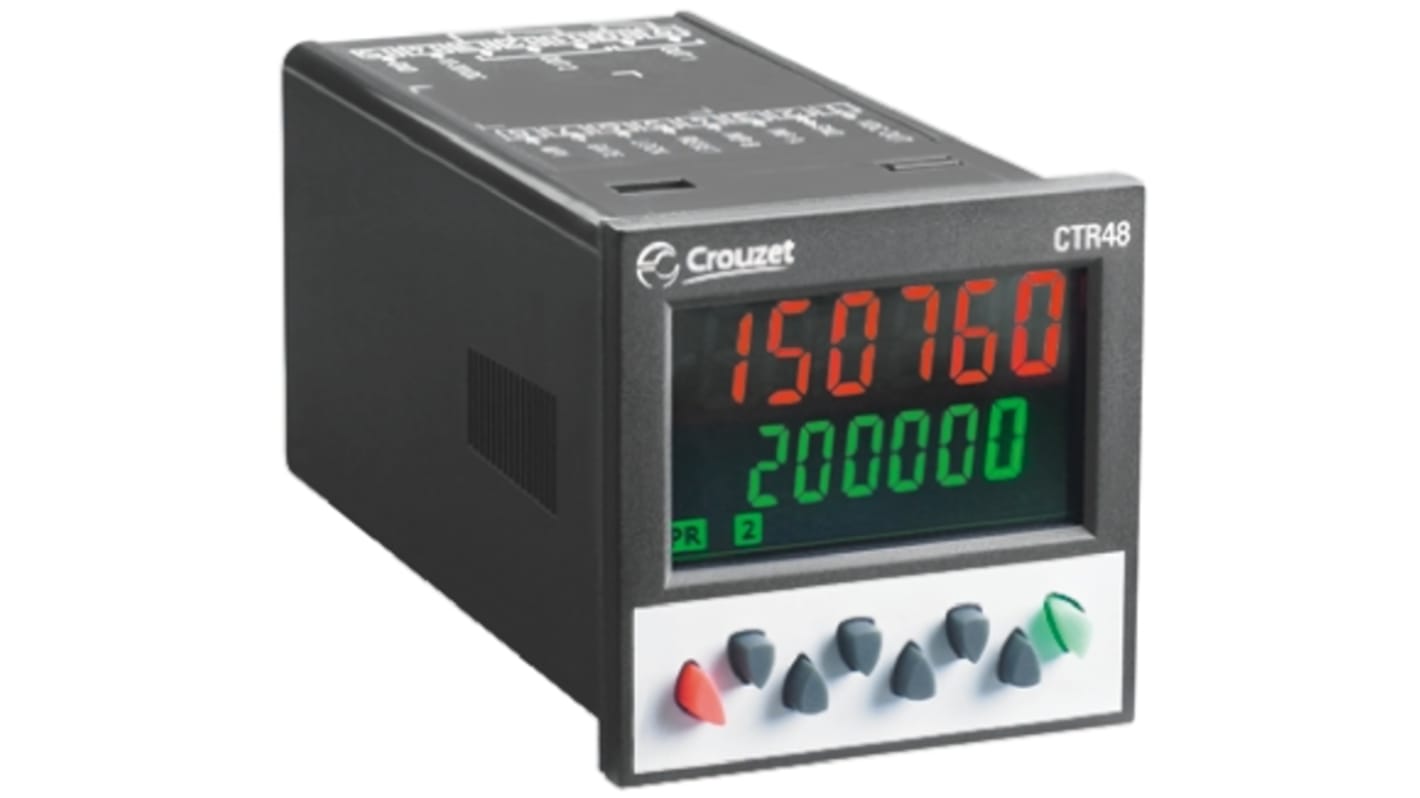 Crouzet CTR48 Zählrichtung, Phase, Aufwärts Zähler LCD 6-stellig, Stunden, max. 40kHz, 260 Vac, -999999 → 999999