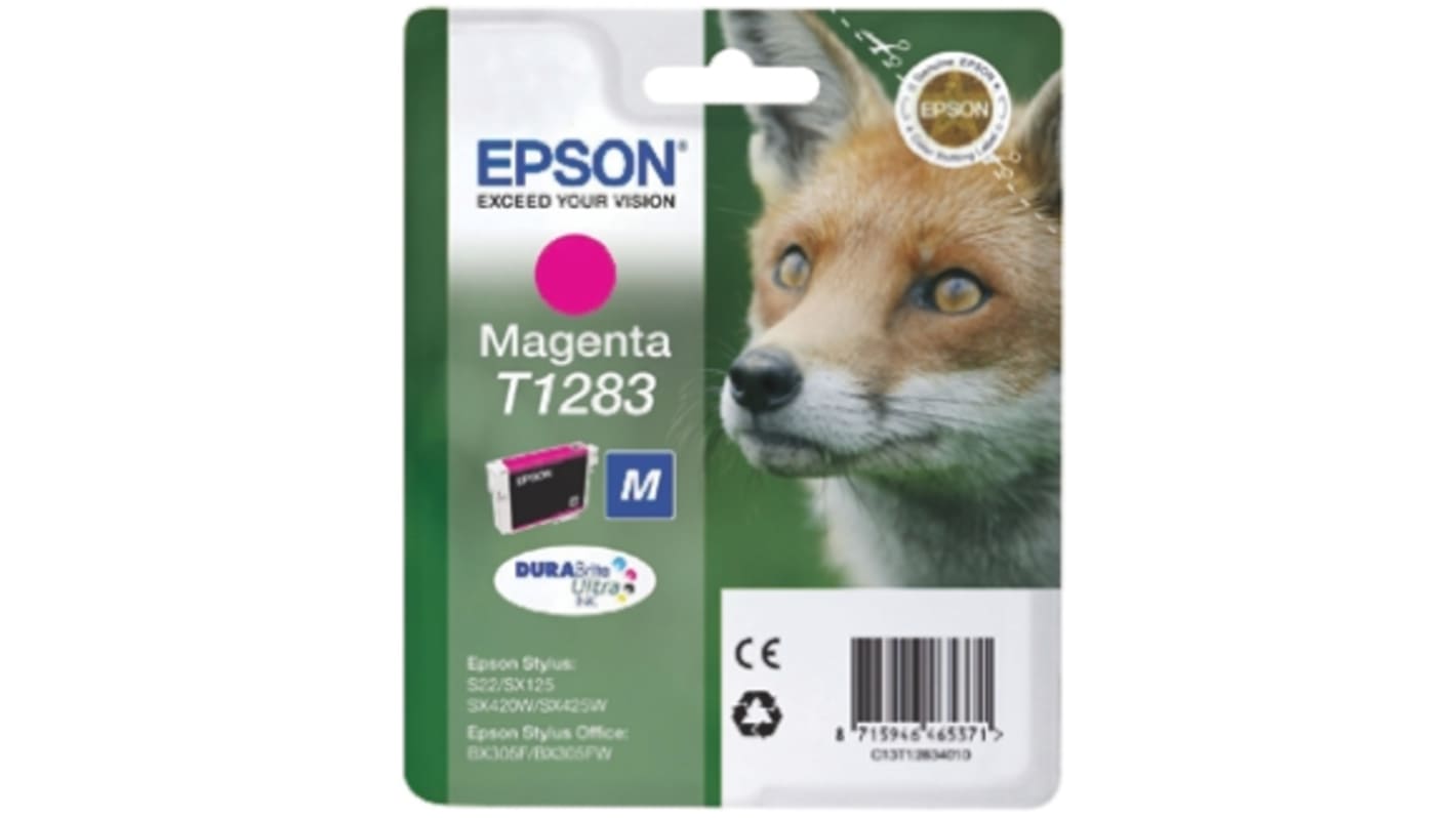 Cartouche d'encre Epson T1283 Magenta, pour BX305F, BX305FW, BX305FW+, S22, SX125, SX130, SX235W, SX420W, SX425W,