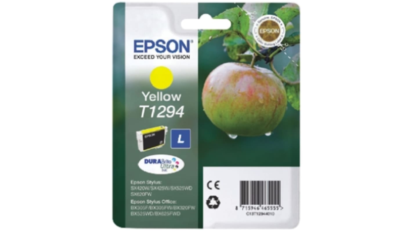 Cartucho de tinta, Epson, Amarillo, para usar con B42WD, BX305F, BX305FW, BX305FW+, BX320FW, BX525WD, BX535WD,