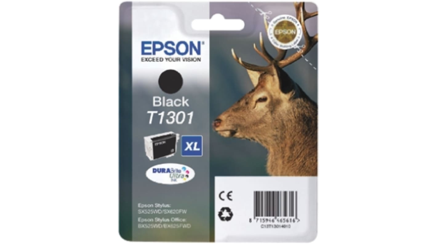 Cartouche d'encre Epson T1301 Noir, pour B42WD, BX525WD, BX535WD, BX625FWD, BX630FW, BX635FWD, BX925FWD, BX935FWD,