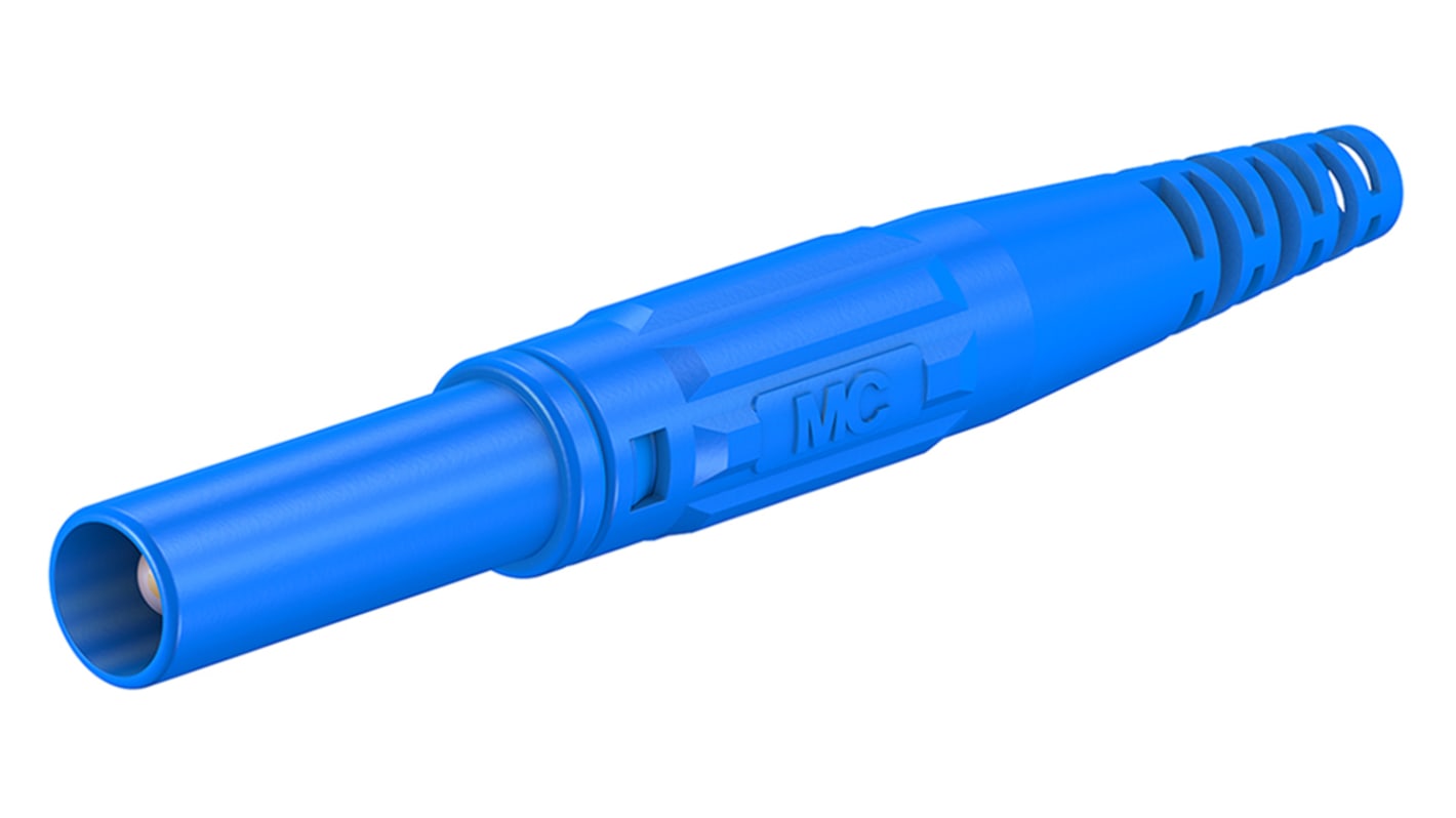 Conector banana Macho, 32A, 1000V, Contacto Níquel, Azul