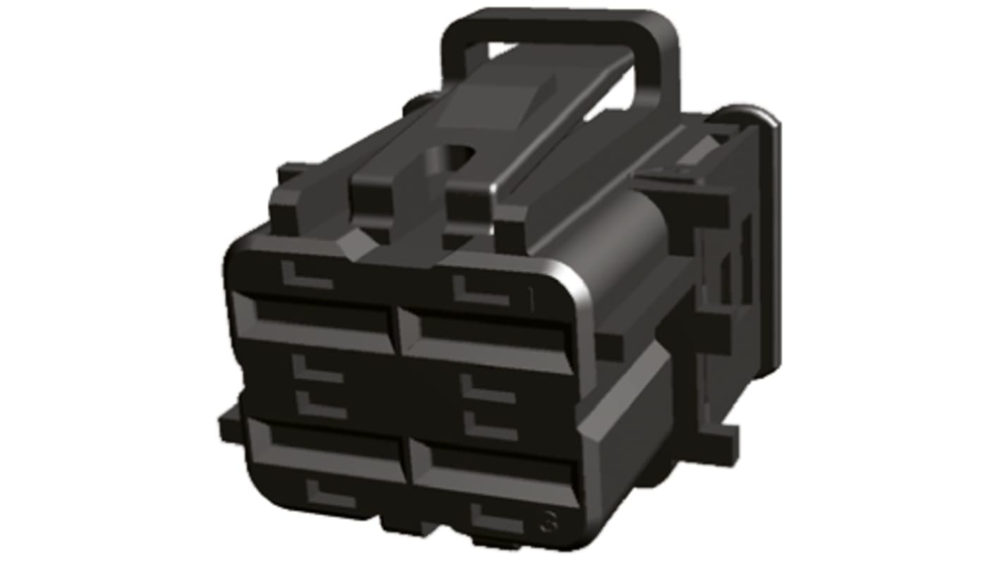 Automobilový konektor, počet kontaktů: 4 barva Černá, Samice, Kabelová montáž, řada: AMP MCP 6.3, počet řad: 2