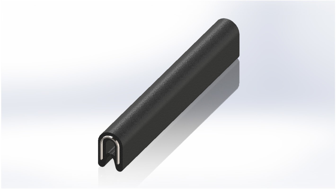 Protection de bordure RS PRO en PVC Noir, 20m x 8,5 mm x 5.6mm