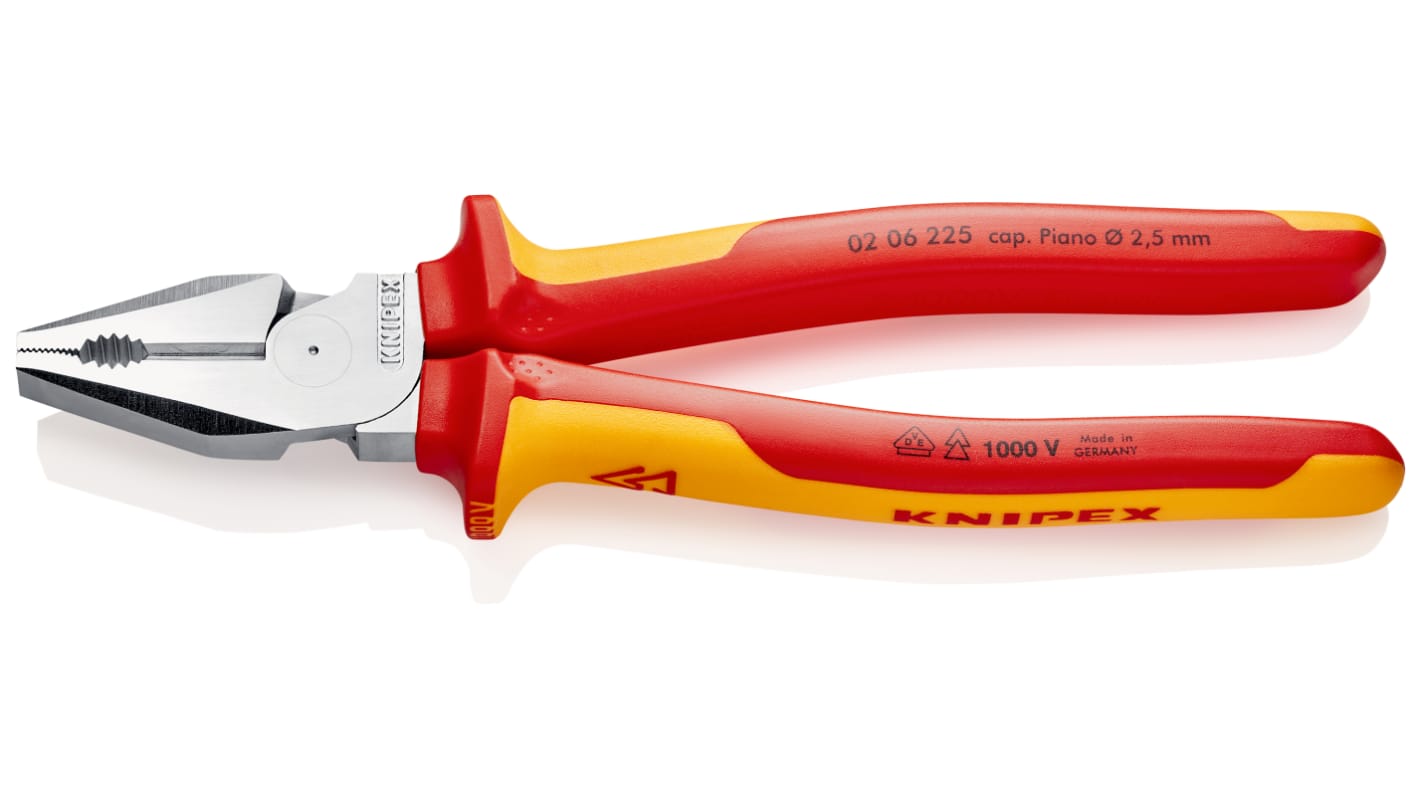 02 06 225 Knipex Combination Pliers, 225 mm Overall, Straight Tip