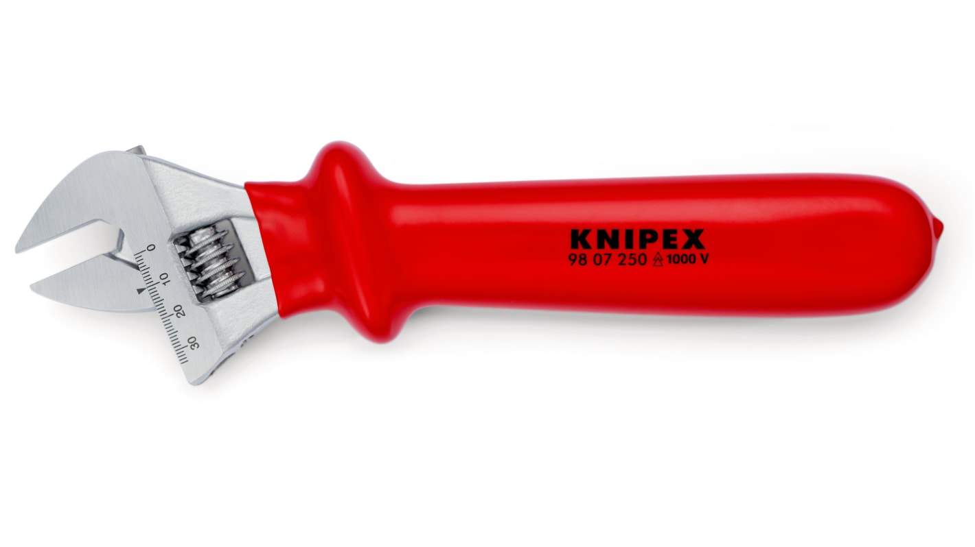 Knipex Adjustable Spanner, 260 mm Overall, 8mm Jaw Capacity, Insulated Handle, VDE/1000V