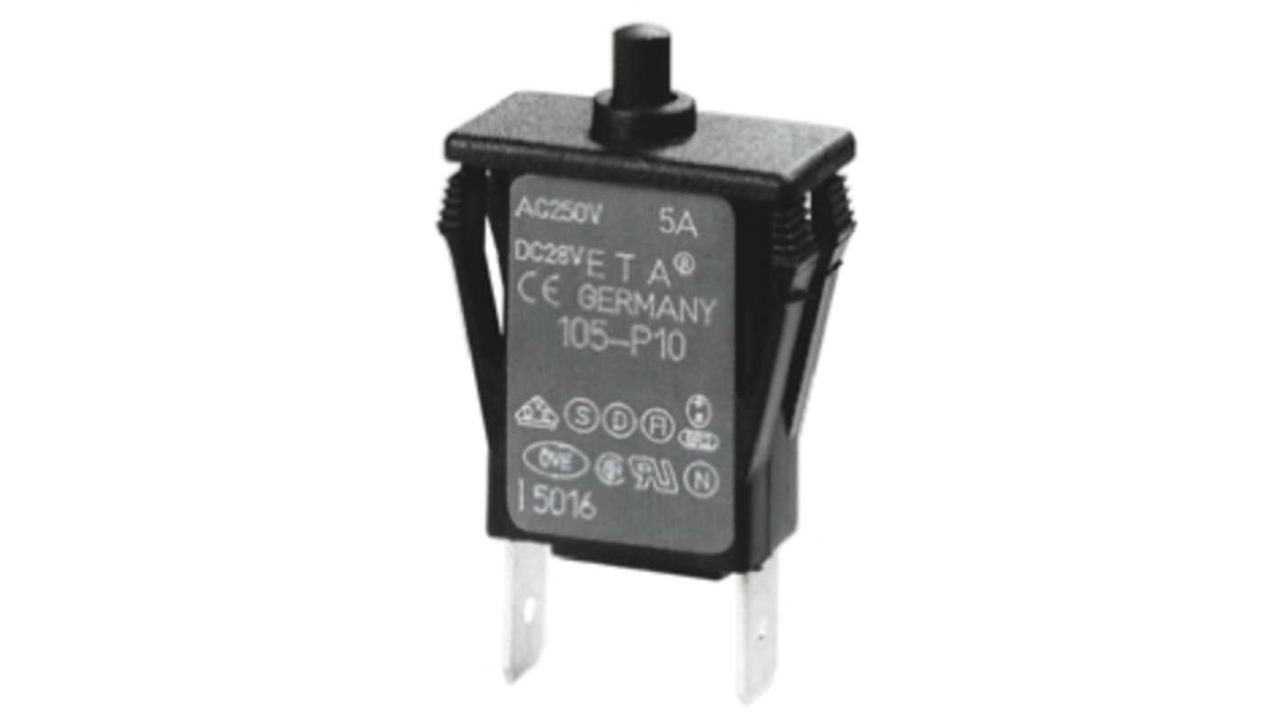 ETA Thermal Circuit Breaker - 105 Single Pole 240V Voltage Rating Snap In, 5A Current Rating