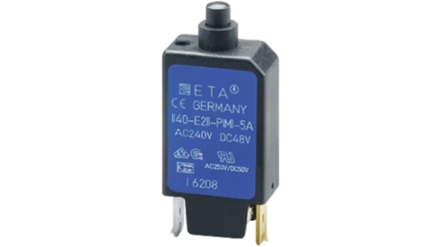 ETA Thermal Circuit Breaker - 1140-E Single Pole 250V Voltage Rating Integral Mount, 10A Current Rating