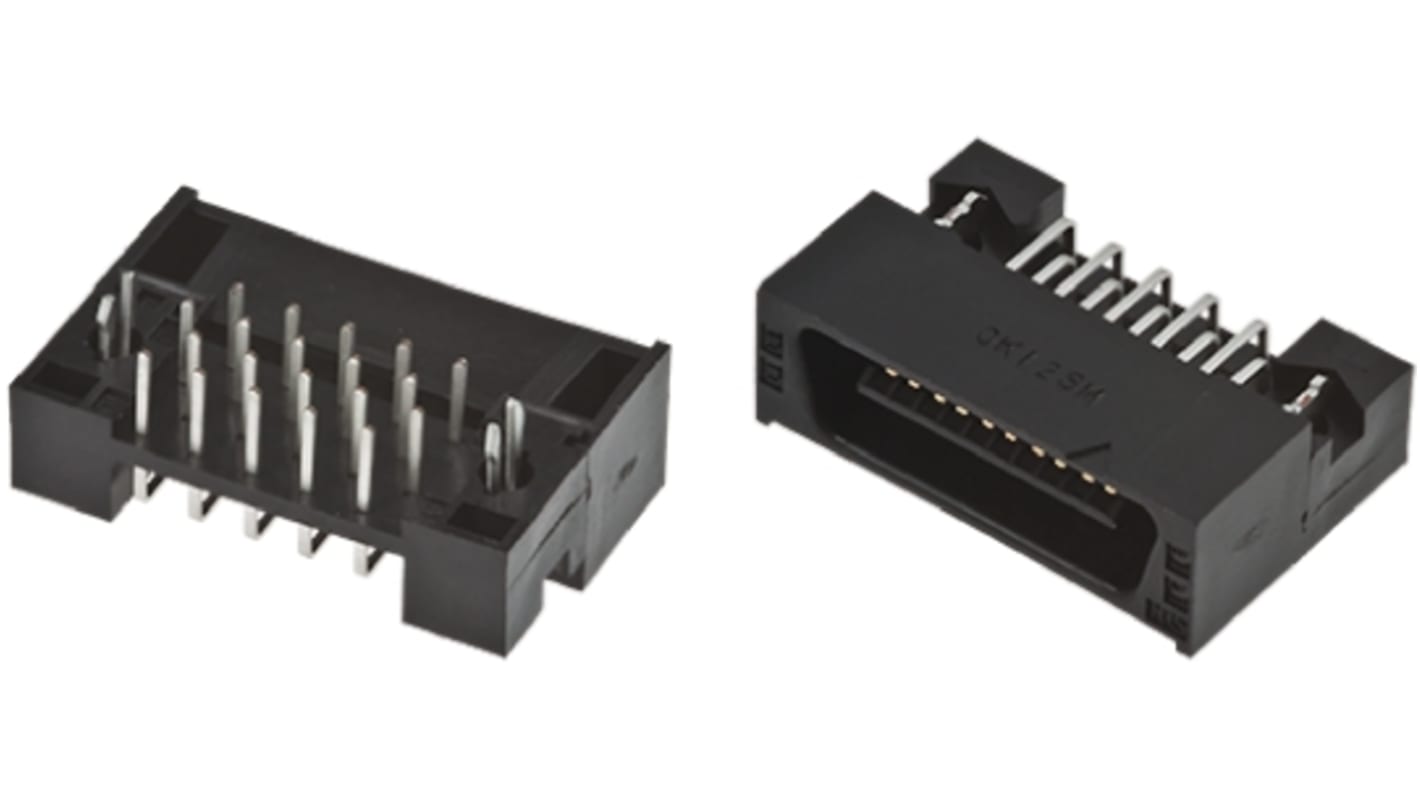 Hirose FX2 Series Right Angle Through Hole PCB Header, 20 Contact(s), 1.27mm Pitch, 2 Row(s), Shrouded